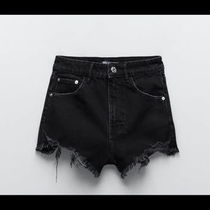 Hi Rise Denim Shorts | Black Shorts